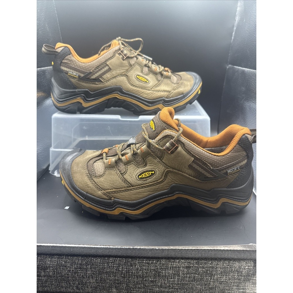 KEEN Durand Low Waterproof Hiking Shoes Mens 10 Brown Leather Low Top Hikers